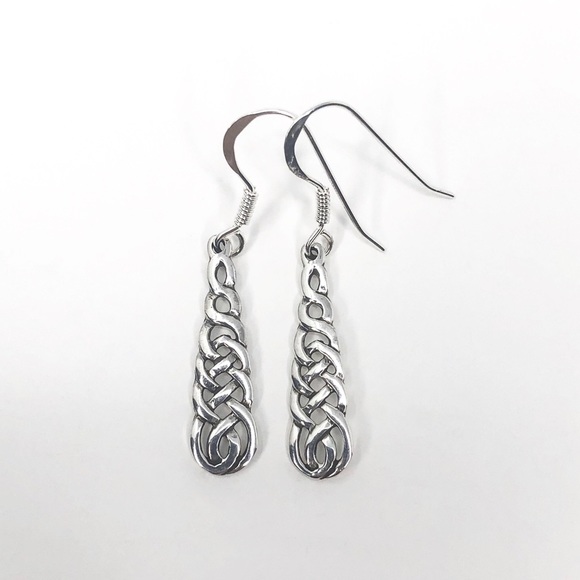 Sterling Silver Celtic Endless Weave Earrings - Picture 3 of 4